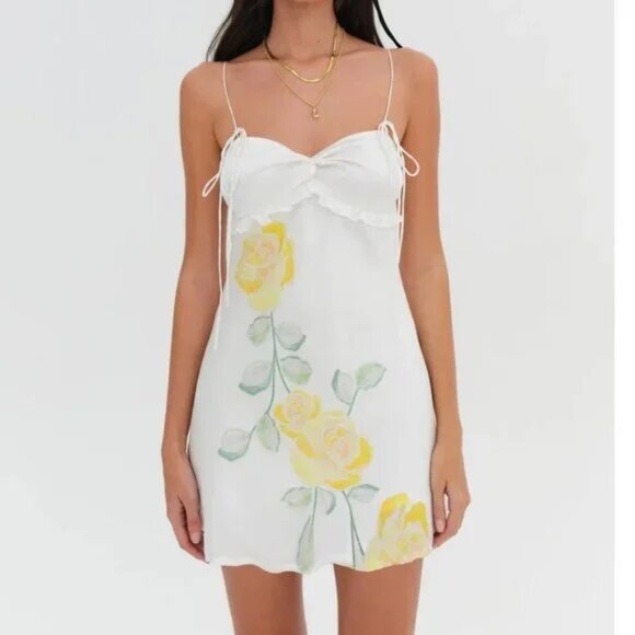 NEW FOR LOVE AND LEMONS MILLIE SLIP STYLE MINI DRESS SIZE L - Picture 1 of 9